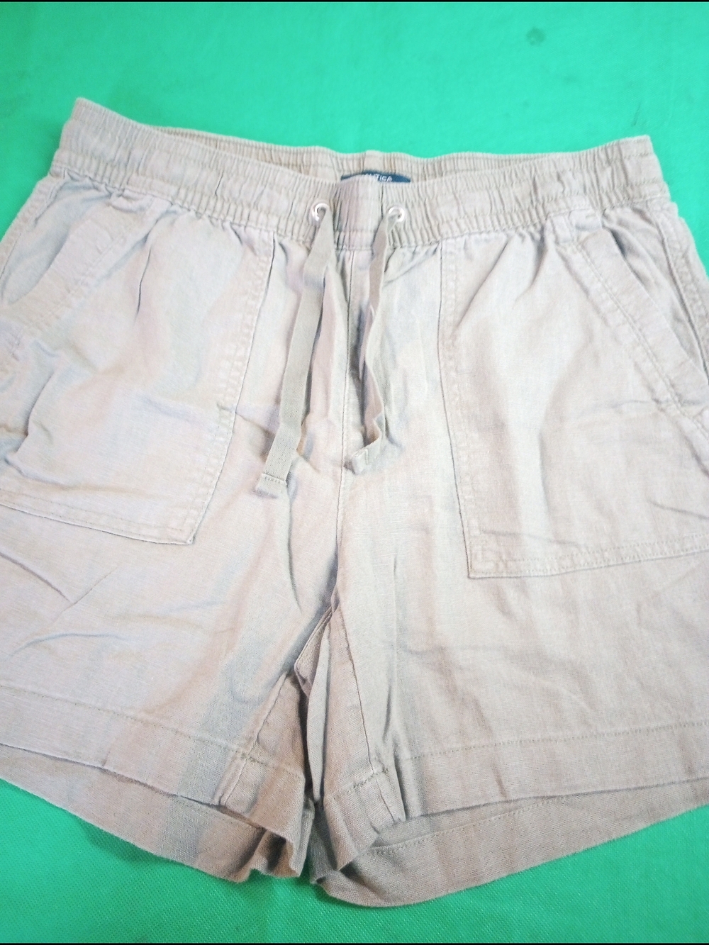 Nautica Women's Olive Drawstring Linen Shorts Size Small